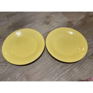 2 Vintage Original Fiestaware Sunflower Yellow 10.5" Diameter Dinner Plates